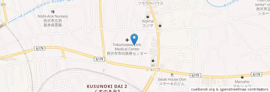 Mapa de ubicacion de ところざわ在宅介護支援センター en اليابان, 埼玉県, 所沢市.