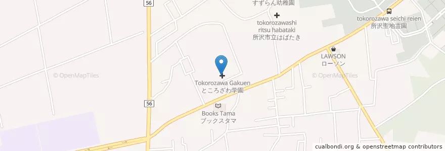 Mapa de ubicacion de ところざわ学園 en Japão, 埼玉県, 所沢市.