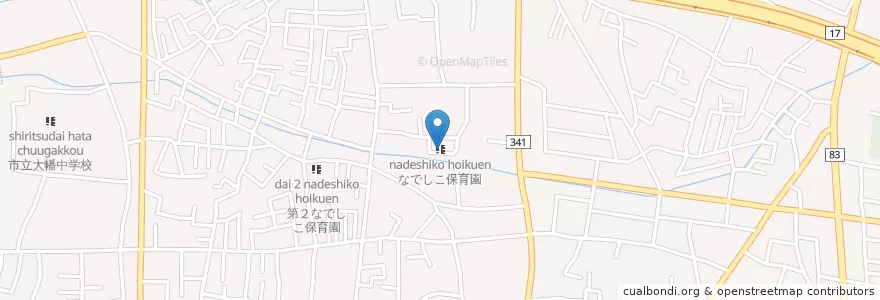 Mapa de ubicacion de なでしこ保育園 en 日本, 埼玉県, 熊谷市.