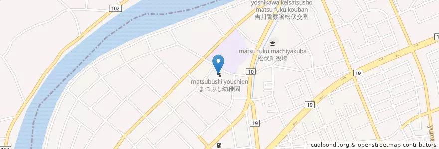 Mapa de ubicacion de まつぶし幼稚園 en 日本, 埼玉県, 北葛飾郡, 松伏町.