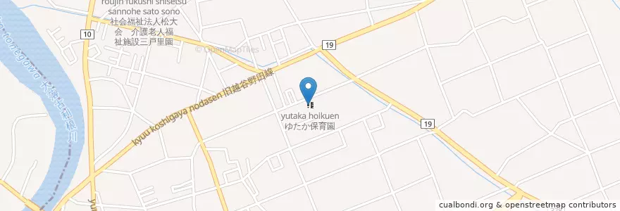 Mapa de ubicacion de ゆたか保育園 en 日本, 埼玉県, 北葛飾郡, 松伏町.
