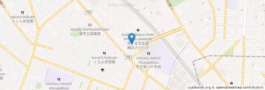 Mapa de ubicacion de わらび幼稚園 en Japan, 埼玉県, 蕨市.