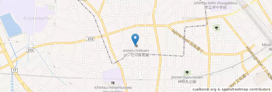 Mapa de ubicacion de エンゼル保育園 en 日本, 埼玉县, 埼玉市, 南区.