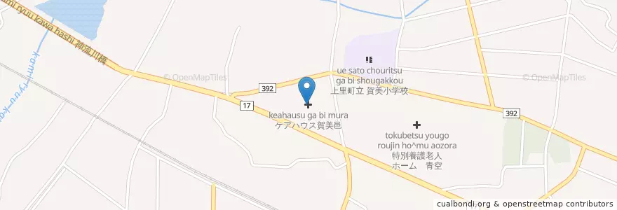 Mapa de ubicacion de ケアハウス賀美邑 en 日本, 埼玉県, 児玉郡, 上里町.