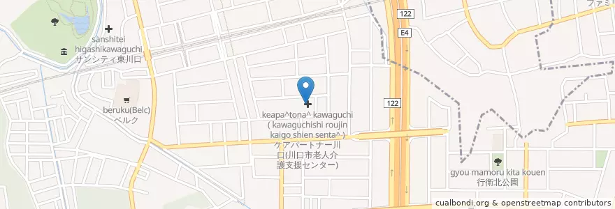 Mapa de ubicacion de ケアパートナー川口(川口市老人介護支援センター) en Japan, Saitama Prefecture, Kawaguchi.