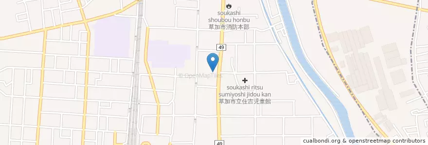 Mapa de ubicacion de コムスン在宅介護支援センター(草加) en Japan, Saitama Prefecture, Soka.
