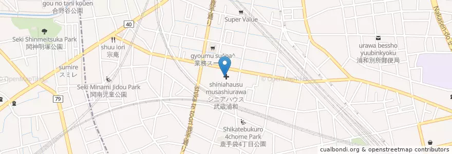 Mapa de ubicacion de シニアハウス武蔵浦和 en Japonya, 埼玉県, さいたま市, 南区.