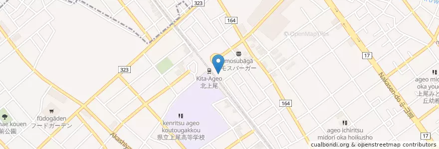 Mapa de ubicacion de 上尾警察署北上尾交番 en 日本, 埼玉县, 上尾市.