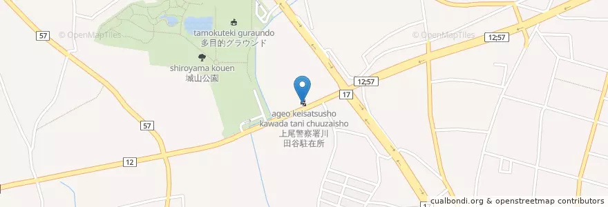 Mapa de ubicacion de 上尾警察署川田谷駐在所 en اليابان, 埼玉県, 桶川市.