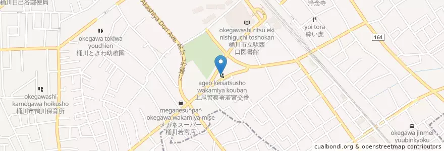Mapa de ubicacion de 上尾警察署若宮交番 en 日本, 埼玉県, 桶川市.