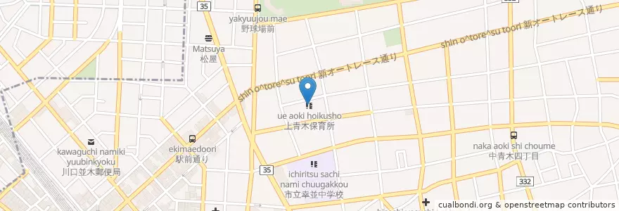 Mapa de ubicacion de 上青木保育所 en 일본, 사이타마현, 川口市.