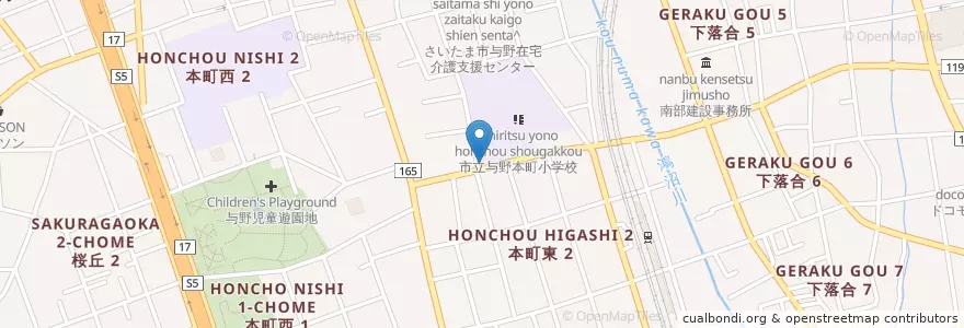 Mapa de ubicacion de 与野本町郵便局 en Japón, Prefectura De Saitama, Saitama, Barrio Chūō.