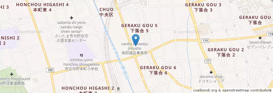 Mapa de ubicacion de 与野郵便局 en 日本, 埼玉県, さいたま市, 中央区.