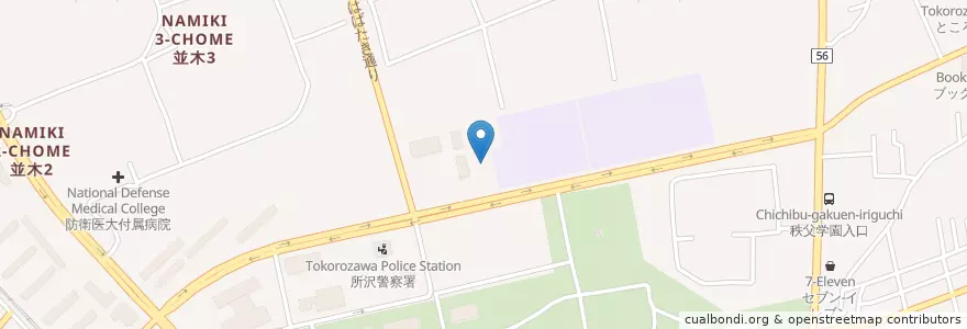 Mapa de ubicacion de 並木保育園 en 日本, 埼玉県, 所沢市.