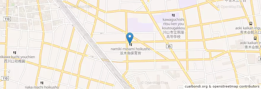 Mapa de ubicacion de 並木南保育所 en 日本, 埼玉県, 川口市.