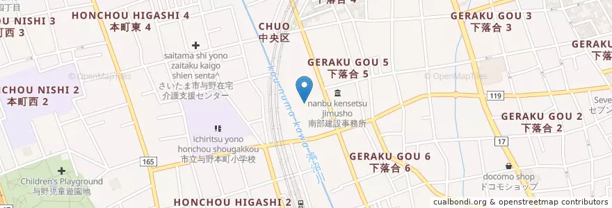 Mapa de ubicacion de 中央区役所 en Japonya, 埼玉県, さいたま市, 中央区.