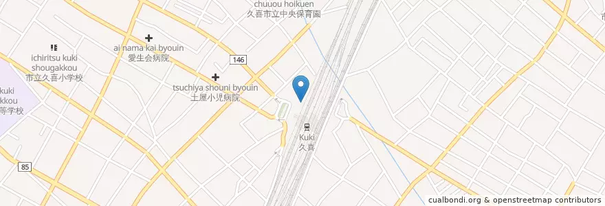 Mapa de ubicacion de 久喜警察署久喜駅西口交番 en Giappone, Prefettura Di Saitama, 久喜市.