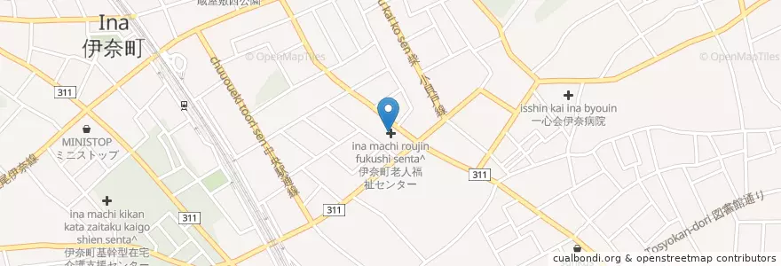 Mapa de ubicacion de 伊奈町老人福祉センター en Giappone, Prefettura Di Saitama, 北足立郡, 伊奈町.