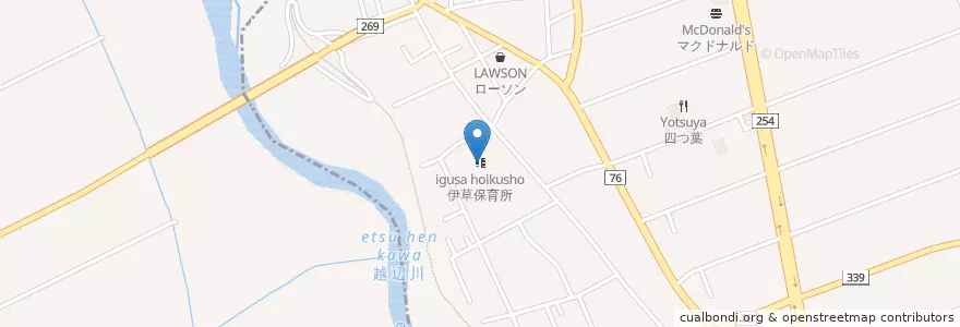 Mapa de ubicacion de 伊草保育所 en اليابان, 埼玉県, 比企郡, 川島町.