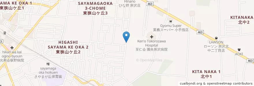 Mapa de ubicacion de 優々保育園 en Japonya, 埼玉県, 所沢市.