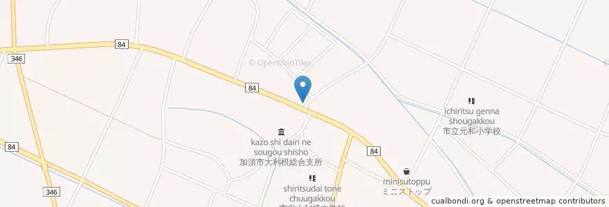 Mapa de ubicacion de 元和郵便局 en Giappone, Prefettura Di Saitama, 加須市.