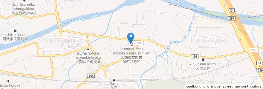 Mapa de ubicacion de 入間市立図書館西武分館 en 日本, 埼玉県, 入間市.