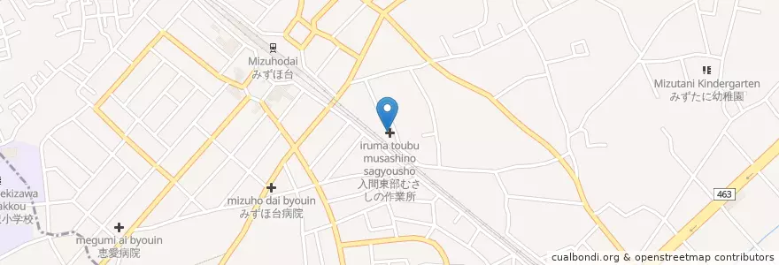 Mapa de ubicacion de 入間東部むさしの作業所 en اليابان, 埼玉県, 富士見市.