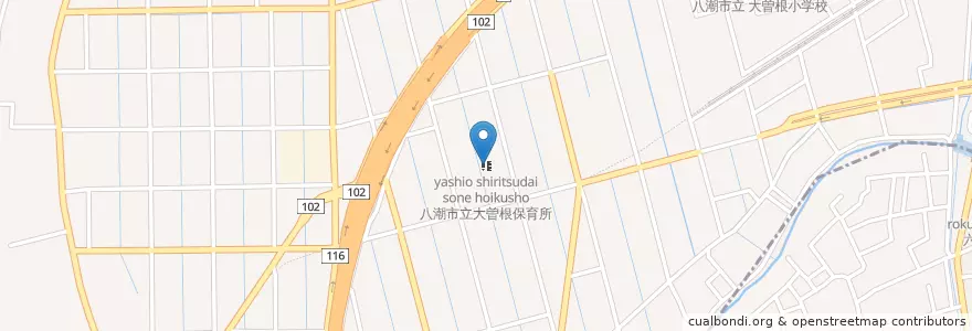 Mapa de ubicacion de 八潮市立大曽根保育所 en Japan, 埼玉県, 八潮市.