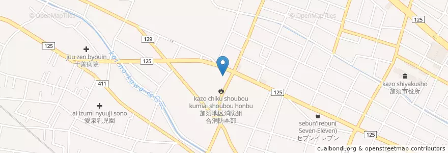 Mapa de ubicacion de 加須警察署 en Japon, Préfecture De Saitama, Kazo.