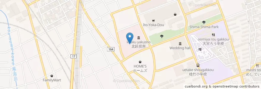Mapa de ubicacion de 北区役所 en Japão, 埼玉県, さいたま市, 北区.