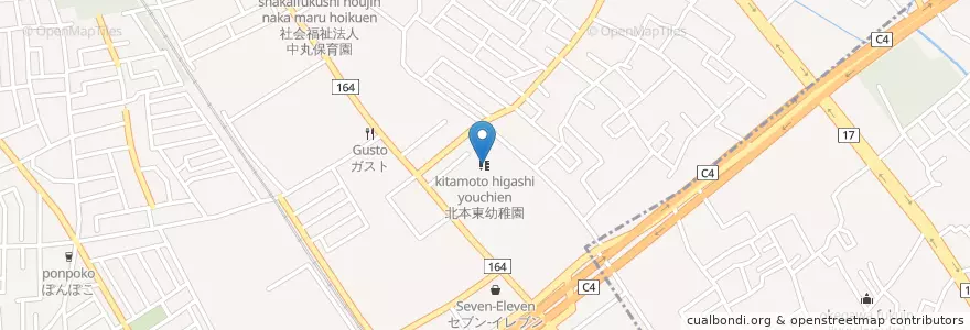Mapa de ubicacion de 北本東幼稚園 en ژاپن, 埼玉県, 北本市.