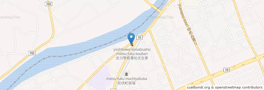 Mapa de ubicacion de 吉川警察署松伏交番 en ژاپن, 埼玉県, 北葛飾郡, 松伏町.