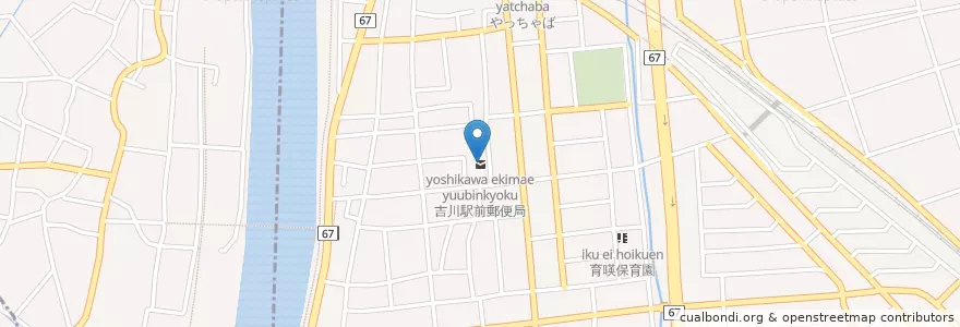 Mapa de ubicacion de 吉川駅前郵便局 en 일본, 사이타마현, 吉川市.