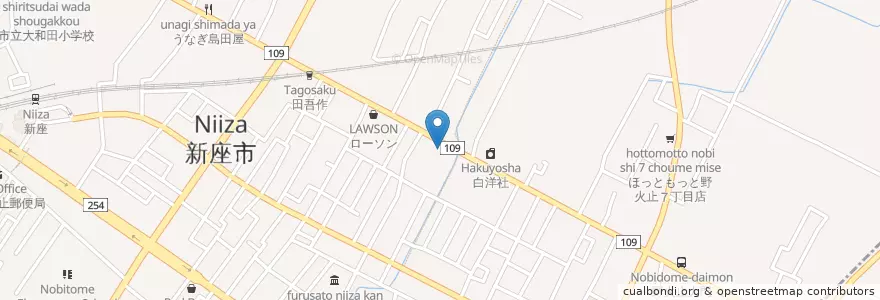 Mapa de ubicacion de 向英会高田整形外科病院 en Japão, 埼玉県, 新座市.