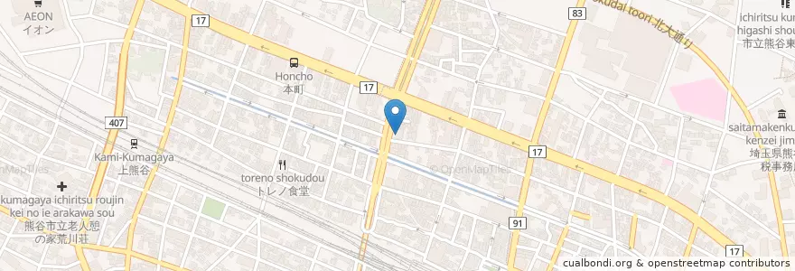 Mapa de ubicacion de 商工組合中央金庫熊谷支店 en 日本, 埼玉県, 熊谷市.