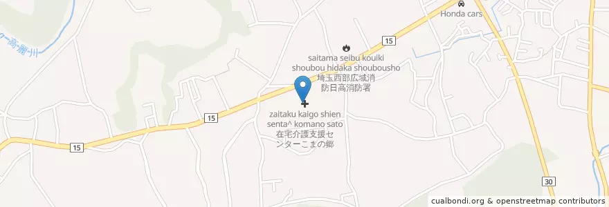 Mapa de ubicacion de 在宅介護支援センターこまの郷 en اليابان, 埼玉県, 日高市.