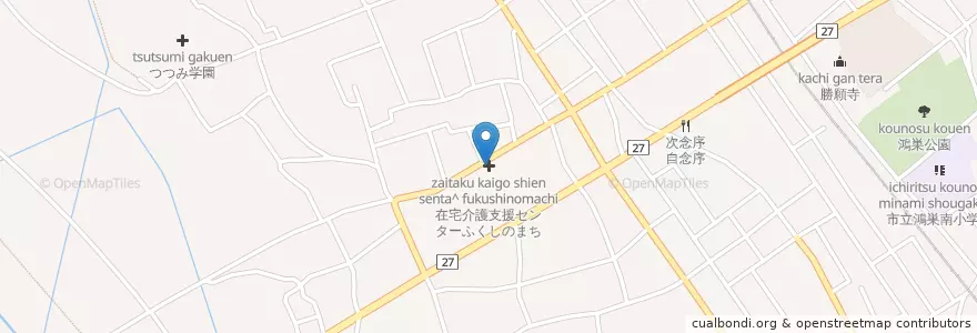 Mapa de ubicacion de 在宅介護支援センターふくしのまち en 日本, 埼玉県, 鴻巣市.