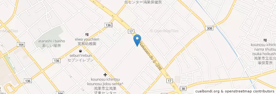 Mapa de ubicacion de 埼玉県央広域消防鴻巣消防署鴻巣天神分署 en 日本, 埼玉県, 鴻巣市.