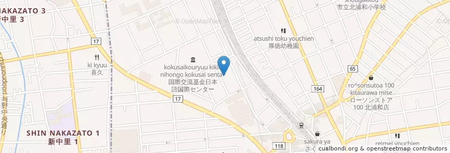 Mapa de ubicacion de 浦和区中部圏域シニアサポートセンタージェイコー埼玉 en Japão, 埼玉県, さいたま市, 浦和区.