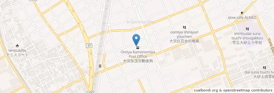 Mapa de ubicacion de 大宮加茂宮郵便局 en اليابان, 埼玉県, さいたま市, 北区.