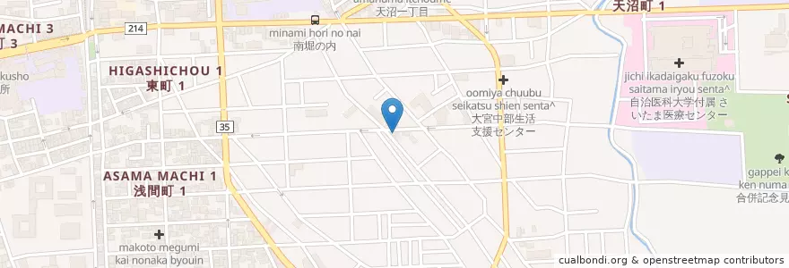 Mapa de ubicacion de 大宮天沼郵便局 en 日本, 埼玉県, さいたま市, 大宮区.