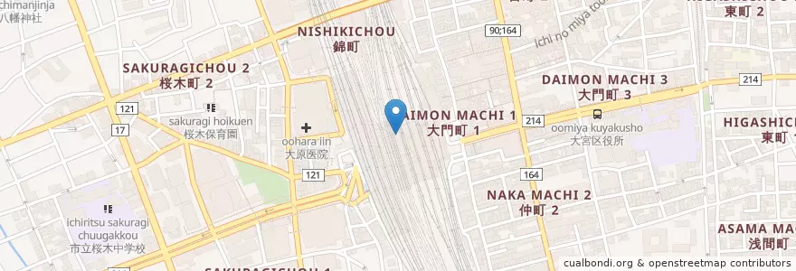 Mapa de ubicacion de 大宮警察署大宮駅東口交番 en 日本, 埼玉県, さいたま市, 大宮区.