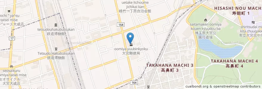 Mapa de ubicacion de 大宮郵便局 en Japan, Präfektur Saitama, Saitama, 大宮区.