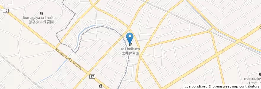 Mapa de ubicacion de 太井保育園 en 日本, 埼玉県, 行田市.
