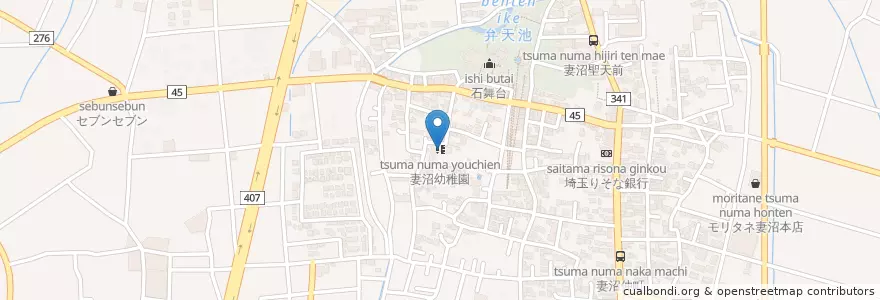 Mapa de ubicacion de 妻沼幼稚園 en Japonya, 埼玉県, 熊谷市.