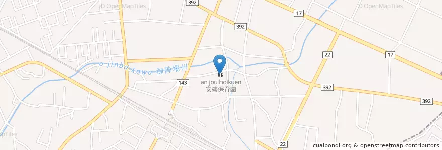 Mapa de ubicacion de 安盛保育園 en Япония, Сайтама, 児玉郡, 上里町.