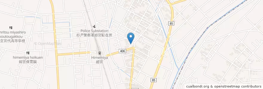 Mapa de ubicacion de 宮代姫宮郵便局 en 日本, 埼玉県, 南埼玉郡.