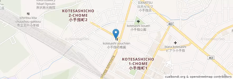 Mapa de ubicacion de 小手指幼稚園 en ژاپن, 埼玉県, 所沢市.