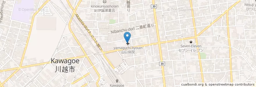 Mapa de ubicacion de 山口病院 en 日本, 埼玉県, 川越市.