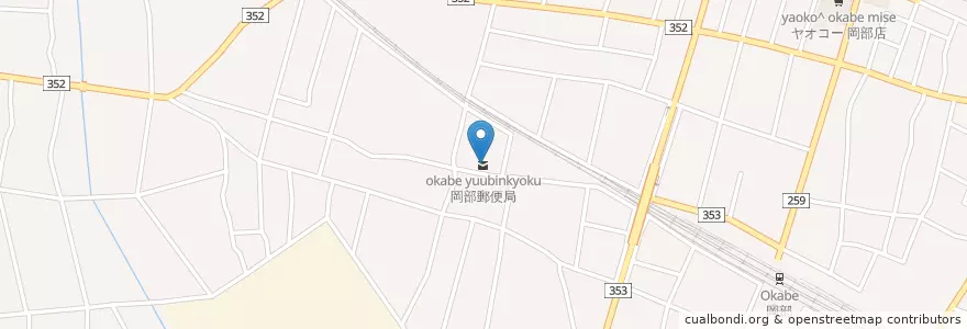 Mapa de ubicacion de 岡部郵便局 en Japão, 埼玉県, 深谷市.